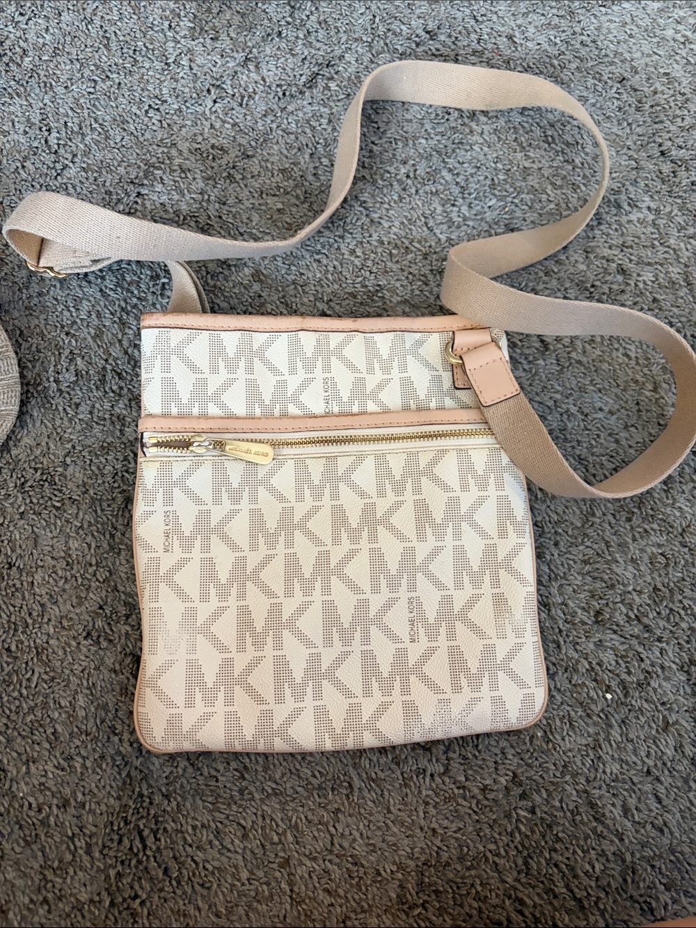 Michael Kors Light Beige MK Signature Crossbody Bag